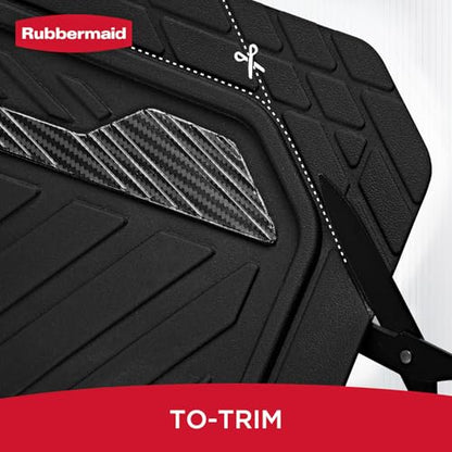 Rubbermaid Car Floor Mat, Heavy Duty All-Weather Car Mats Full Set with Dual-Tone Black Aluminum Inserts – Universal Fit, Anti-Slip Backing, Trim-to-Fit for Most SUV, Sedan, Van - color: Black