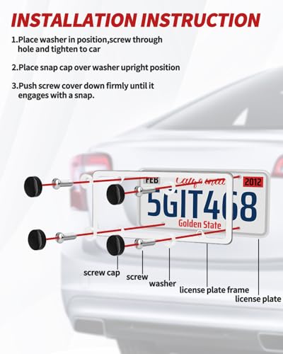 Chrome License Plate Frame Made of Zinc Alloy Metal, Universal Car Accessories,1 Pack License Plate Holder Never Rust and Unbreakable with Metal Screws& Chrome Caps and Screwdriver (1 PCS Black) - color: 1 PCS Black