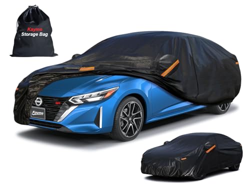 Kayme 7 Layers Heavy Duty Car Cover Waterproof All Weather, Outdoor Full Exterior Cover Fit for Toyota Corolla, Nissan Sentra, Honda Civic, Mazda 3, Audi A3, Kia Forte, Etc. (Fit Sedan 178-185 in) - color: PE-Black, size: A1 Fit Sedan-Length (178" To 185"