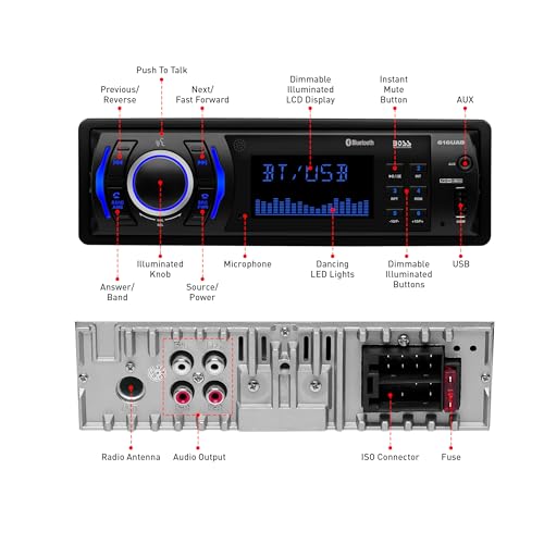 BOSS Audio Systems 616UAB Car Stereo With Bluetooth - Single DIN, MP3, USB, Aux-in, AM/FM, No CD DVD Player - style: 616UAB