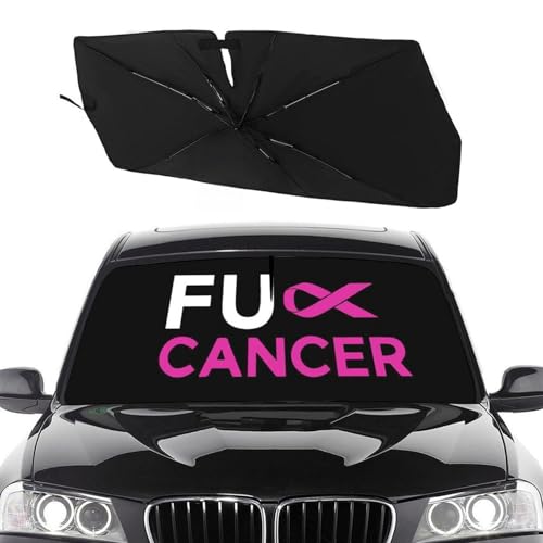 Socira Fuck Breast Cancer Pink Ribbon Car Windshield Sun Shade Umbrella Foldable Sunshade for Front Window Auto Windshield Sunshade Covers Car Accessories Protect from Sun Rays Heat 57'' X 30'' - color: Color-0705-2, size: 57X31 Inch