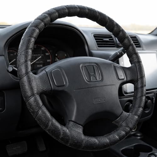 Black Lace-On Steering Wheel Cover, 14–15 Inch Universal Fit, Retro Classic Style for Cars Trucks SUVs, Stretch Grip,Accessory Auto Vehicle, DIY Install