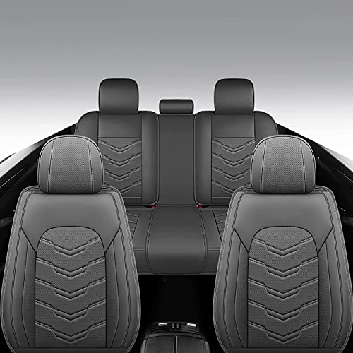 AOOG Leather Car Seat Covers Universal fit Most Sedans SUV Trucks, (Full Set, Grey) - color: GREY, size: FULL SET