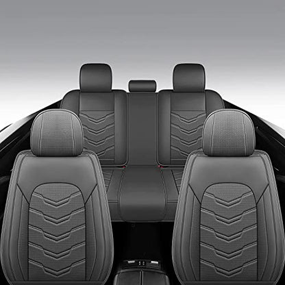 AOOG Leather Car Seat Covers Universal fit Most Sedans SUV Trucks, (Full Set, Grey) - color: GREY, size: FULL SET