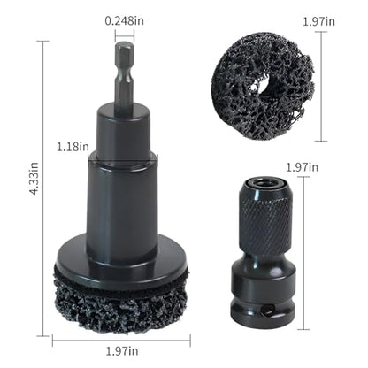Wheel Hub Cleaning Tool Kit, 3-in-1 Hub Cleaning Tool with 6 Grinding Heads & Impact Adapter for Wheel Hub Resurfacing, Rust Removal & as a Wheel Stud Cleaner for Drill/Impact Wrench (Black #1)