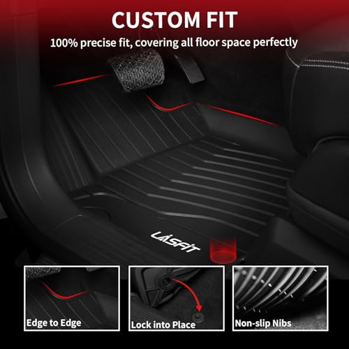 LASFIT Floor Mats for Mercedes Benz GLE 2019 2018 2017 2016 350/400 / 43 AMG / 450 AMG / 550e / 63 AMG / 63 AMG S, Custom Fit All Weather TPE Car Liners for GLE Floor Liners, 1st & 2nd Row,Black - size: 1) For Benz GLE | 2016-2019 | 1st & 2nd Row