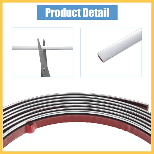 12mm 9.84ft Automotive Chrome Trim,Trim Strip Scratch Proof Protector Strip for Car Truck RV Side Door Window Bumper Auto Replacement Parts