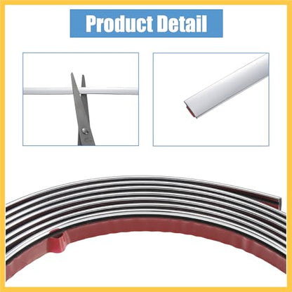 12mm 9.84ft Automotive Chrome Trim,Trim Strip Scratch Proof Protector Strip for Car Truck RV Side Door Window Bumper Auto Replacement Parts