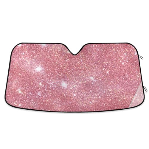 Glitter Rose Gold Car Sun Shade Sparkle Confetti Windshield Sun Shield UV Ray Protection Foldable Sun Visor for Front Window Blocks Automotive Interior Accessories 57 X 31.5 in - color: Rose Gold, size: L