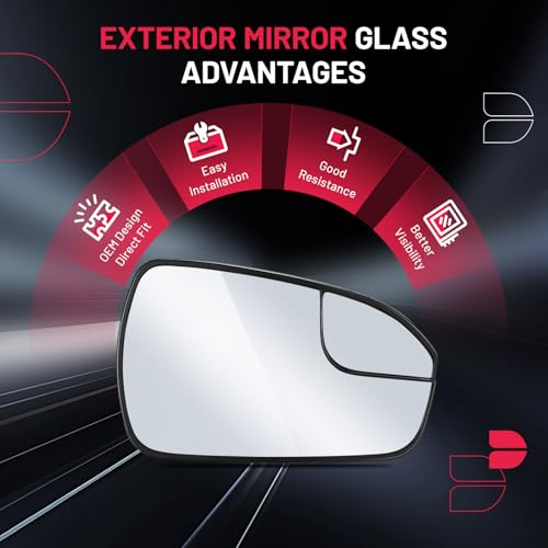 BDFHYK Mirror Glass Compatible with Fusion 2013-2020 Blind Spot Side View Convex Mirror Glass with Rear Holder, Replaces DS7Z17K707B, DS7Z-17K707-B, Heated (Right Side) - size: Right Passenger Side, style: 2013-2020 Fusion