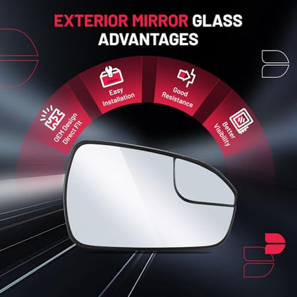 BDFHYK Mirror Glass Compatible with Fusion 2013-2020 Blind Spot Side View Convex Mirror Glass with Rear Holder, Replaces DS7Z17K707B, DS7Z-17K707-B, Heated (Right Side) - size: Right Passenger Side, style: 2013-2020 Fusion