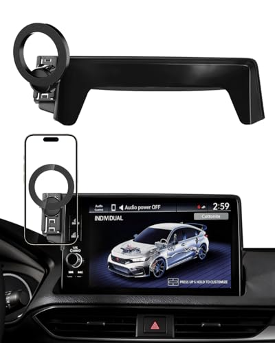 PZK Car Phone Holder for Honda Civic 2022-2026/Acura Integra 2023-2025 LX/EX/EX-L/Sport/Sport Hybrid/Touring/Si/Type R for 7/9-Inch Screen Compatible with MagSafe Phone Mount with Storage Box - color: Magsafe, size: Honda Civic 2022-2026 (7/9 inch)