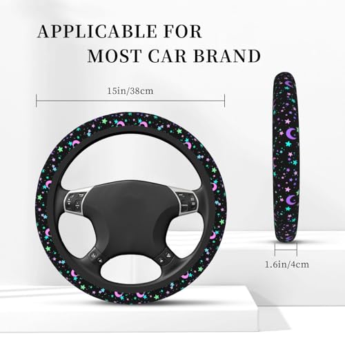 Colorful Stars And Moon Elastic Steering Wheel Cover Universal 15 Inch - color: 5