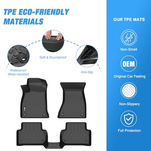 Nilight TPE Floor Mats for Audi A4 S4 2017 2018 2019 2020 2021 2022 2023 2024 2025 All Weather Custom Fit Heavy Duty Floor Liners - color: 2017-2025 Audi A4