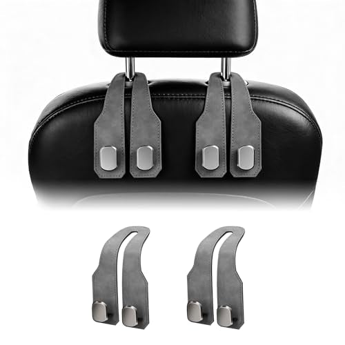 Car Headrest Hooks, 2 Pack Heavy Duty Purse Holder for Backseat, 360° Rotating Vehicle Seat Back Organizer Hanger, 55 lbs Capacity for Handbags Grocery Bags, Universal Fit Car Accessories, Gray - color: Gray 2Pcs