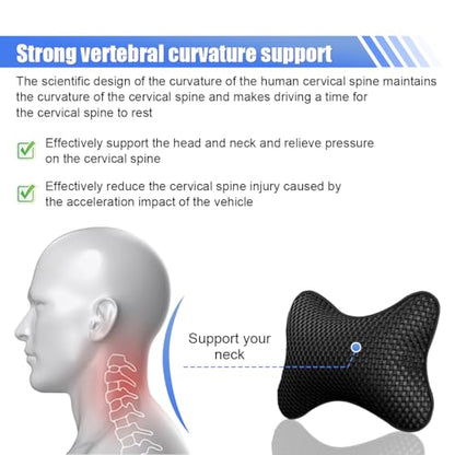ZIMISI 2PCS Car Headrest Pillow, Breathable Leather Car Neck Pillow, Soft Cloud Silk Cotton Neck Support Relief Cushion, Comfortable Automotive Seat Head Rest Pad for Driving Fatigue Relief (Black) - color: Black