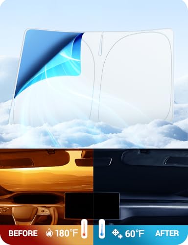 BASENOR Upgraded Sunshade for Tesla Model X Windshield Sunshade Folding Sun Visor Protector (Proprietary Design) Sun Shade Cover with a Storage Bag Fit Model X 2021-2026 - size: Model X
