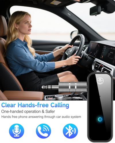 Upgraded AUX Bluetooth 5.4 Adapter for Car, 2 in 1 Wireless Bluetooth Transmitter and Receiver, 3.5mm Jack Wireless Audio Adapter Dongle for PC, TV, Headphone, Car, Home Audio Speaker, Hands-Free Call - style: A(Standard)