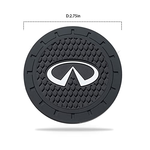 Car Cup Holder Coaster for Infiniti Q50 FX35 FX37 F50 QX70 QX60 EX35 Logo Recessed Silicone Cupholder Coaster Interior Accessories 2.75in 3Pieces - color: Black-02