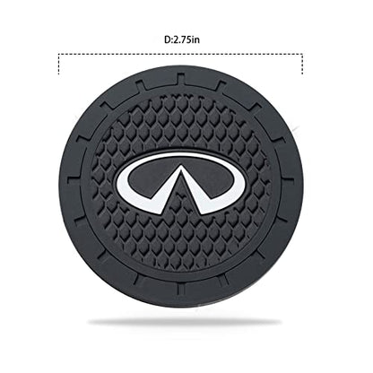 Car Cup Holder Coaster for Infiniti Q50 FX35 FX37 F50 QX70 QX60 EX35 Logo Recessed Silicone Cupholder Coaster Interior Accessories 2.75in 3Pieces - color: Black-02