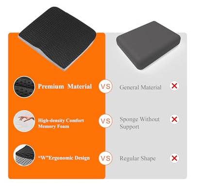 kingphenix Premium Car Seat Cushion, Memory Foam Driver Seat Cushion to Improve Driving View- Coccyx & Lower Back Pain Relief - Seat Cushion for Car, Truck, Office Chair (4D Mesh Classic Black) - color: 4d Mesh Classic Black