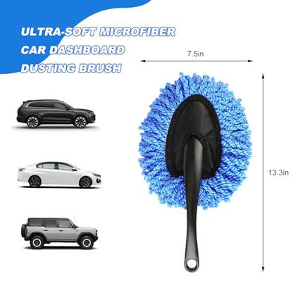 Car Dash Duster Brush, Soft Microfiber Multi-Functional Auto Dash Dust Cleaning Brush, Scratch Free Dusting Tool for Cleaning Vehicle Home Kitchen Computer, Car Accessories (Blue) - color: Blue