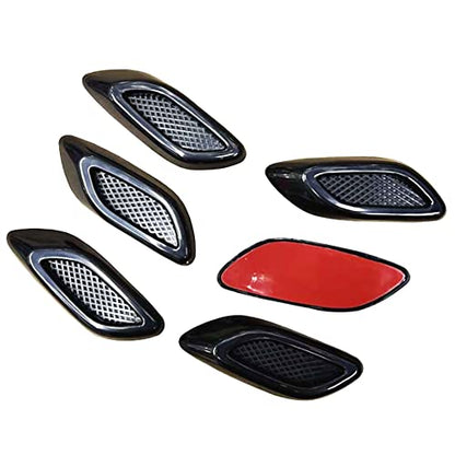 6pcs Curboom Car Fender Trim Decorative Intake Universal Auto Air Flow Bumper Side Vent Decal Scoop Hood Spolier Door Carbon Fiber ABS Chrome Silver Exterior Glossy Black Sticker for Most Cars - style: Black