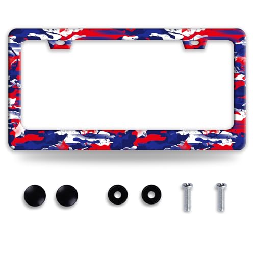 Camo American Flag License Plate Frame Stainless Steel US Flag License Plate Holder Personalized Colorful Car Decorative Parts for Standard Us Canada Vehicles 12.3 x 6.3 Inch - color: Funny Camo With American Flag