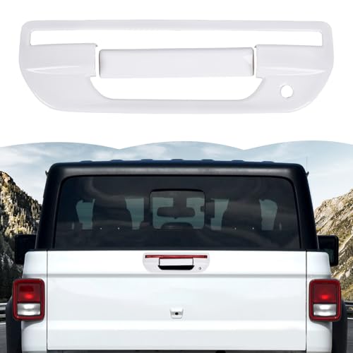 RT-TCZ Tailgate Handle Cover Rear Door Handle Cover Trim Decoration Exterior Accessories for Jeep Gladiator JT 2018-2024 (White) - color: White