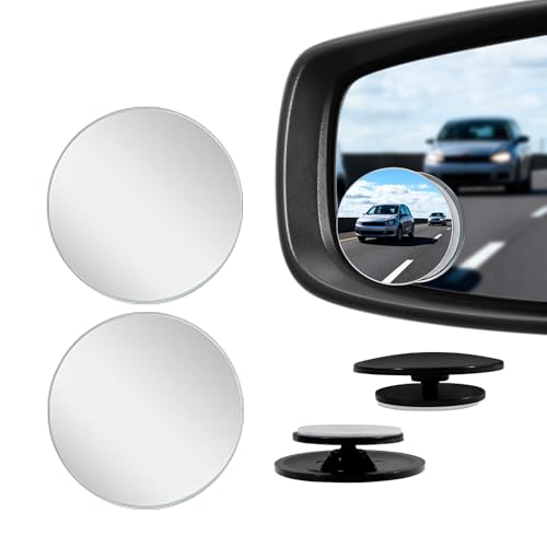 2 PCS Car Blind Spot Mirror, HD Frameless Convex Glass Angle Adjustable, Self-adhesive Back Auxiliary Reverse Mirror Wide Angle Side Mirrors Universal Car Exterior Accessories (Round) - size: Round