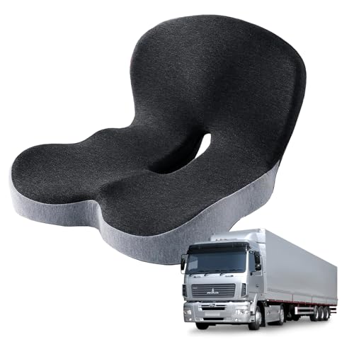Memory Foam Seat Cushion for Truck Drivers, Office Chairs & Car Seats Back Support Sciatica Relief Pillow for Tailbone Ergonomic Pressure Relief Pad for Long Sitting & Driving (Dark Gray) - color: Dark Gray