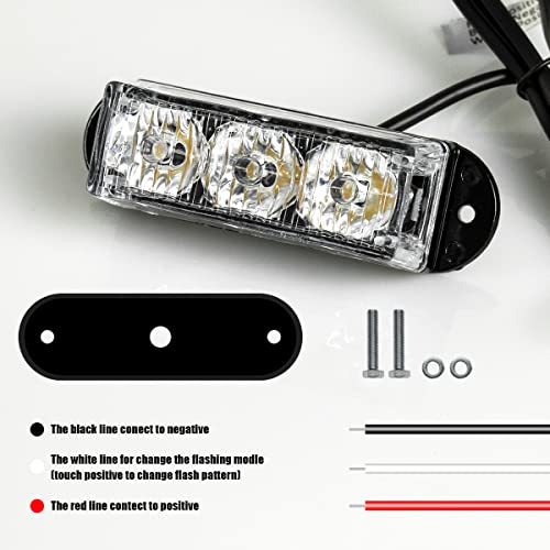 FXC (2PCS 3-LED Strobe Light Purple Waterproof Emergency Beacon Flash Lights,Purishion Caution Bar 12 Different Flashing Car SUV Pickup Truck Van… - color: Purple