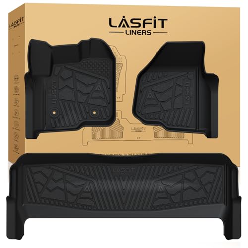 LASFIT Floor Mats for Ford F250 F350 2012-2016 Super Duty Crew Cab Without Manual Transfer Case Shifter All Weather Protector TPE Car Carpet Floor Liners, 1st & 2nd Rows, 3pc Black - style: 2) SuperDuty| 12-16 | 2Rows w/o Manual Shifter