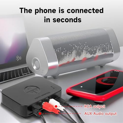M2R Bluetooth 5.4 Audio Receiver 3.55mm RCA Bluetooth Adapter for Stereo Wireless Audio Receiver/USB Flash Drive/NFC One Touch Connection for Home and Car Stereo System Speakers - color: M2R