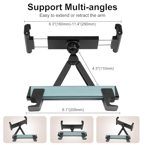 Kairiyard Tablet Holder for Car, Triangle Extension Arm Adjustable Car Back Seat Tablet Holder Road Trip Essentials Headrest Tablets Cars Mount Compatible with iPad Pro, Air, Mini, 4.7-11" Devices - color: Blue-gray