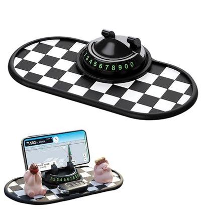 Mobile Phone Bracket Anti-Slip Mat,2026 New Multifunction Car Dashboard Mat with Temporary Parking Number Sticker,Universal Car Organizer Non-Sticky Pad for Phones Sunglasses Keys Gadgets (White) - color: White