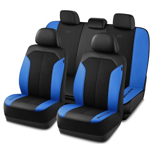 Skechers Car Seat Covers,GOGA Mat Oxford Cloth Seat Covers,Waterproof Car Seat Covers Full Sets,Automotive Universal Fit Seat Cover for Most Cars, Suvs, Trucks,Blue - color: Black & Blue, size: Full Sets