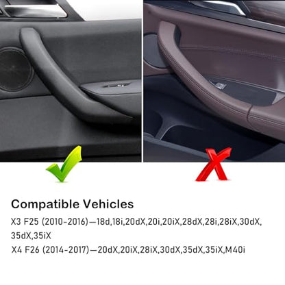 Jaronx Compatible with BMW X3 F25/X4 F26 Door Handle Covers,3PCS Interior Door Pull Handle Covers for BMW X3 F25 2010-2016, X4 F26 2014-2017, Left and Right Side(Black)