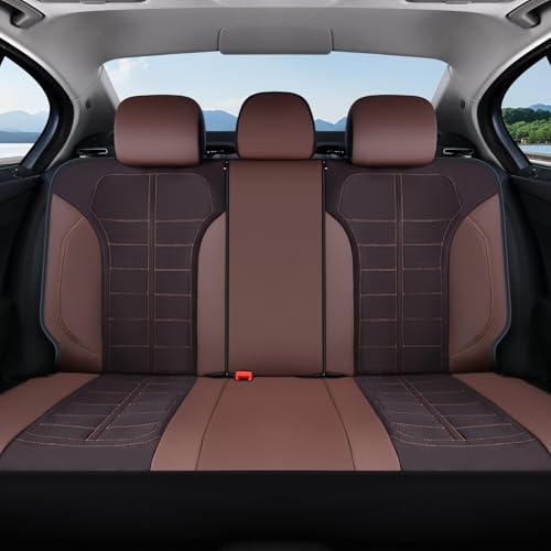 Coverado 3D Air Mesh Rear Car Seat Cover, Sports Carbon Fiber Design, Breathable Seat Protectors Airbag Compatible Comfort Universal for Most Cars, Van,Trucks, SUV, Brown - color: Brown, size: Rear