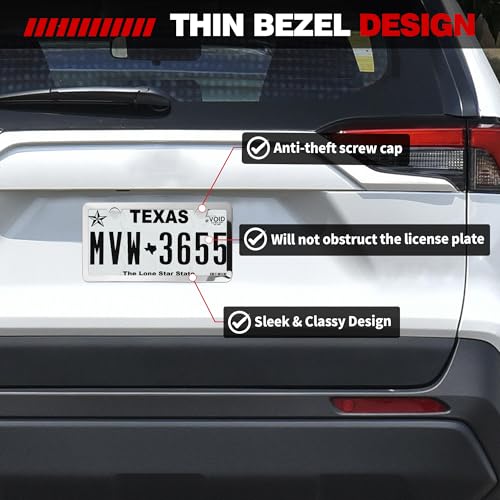 2 Pack Sliver Stainless Steel License Plate Frames with 2 Holes, Polish Mirror License Plate Holder, Rust-Proof, Includes Chrome Screw Accessories, Universal Car License Plate Cover for Man and Women