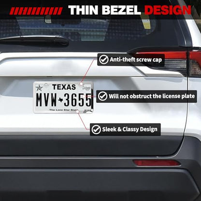 2 Pack Sliver Stainless Steel License Plate Frames with 2 Holes, Polish Mirror License Plate Holder, Rust-Proof, Includes Chrome Screw Accessories, Universal Car License Plate Cover for Man and Women