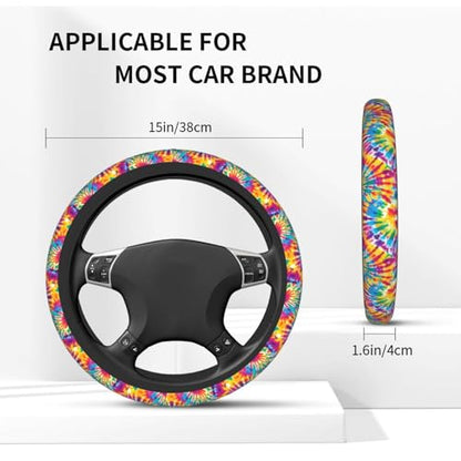 Tie Dye Steering Wheel Covers Non Slip Neoprene Universal 15 Inch Steering Wheel Protector Car Cover for Men Women - color: Tie Dye