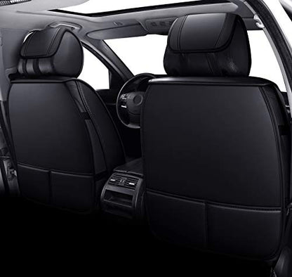 Aierxuan 2 Front Seat Covers for Women Leather Waterproof Universal for Ford Fusion Focus Edge Beetle Kia Soul C300 CC Hyundai Elantra Outlander Lexus ES350 (2 PCS Front, Black) - color: 2 PCS Front/Black