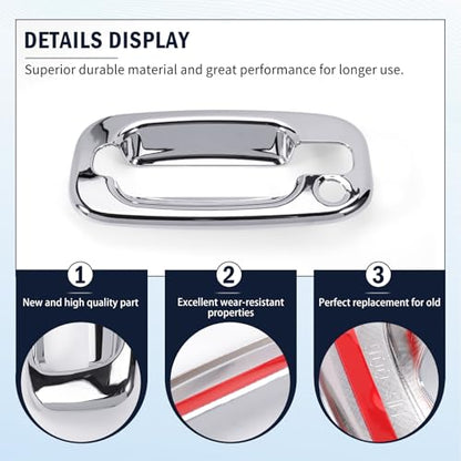 Chromed Exterior Door Handle Cover Caps & Rear Tailgate Handle Cover & Door Side Rearview Mirror Caps 12Pcs Exterior Cover Set Fit for Silverado 1999-2006 Sierra 1999-2006 Yukon 2000-2006