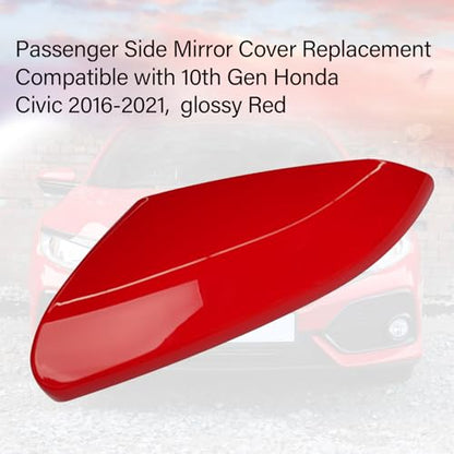 Moonlinks 2PCS Compatible with 2016-2021 Honda Civic Passenger and Driver Side Mirror Cover Replacement,Red Mirror Cap for 10th Gen Civic,2019-2022 Insight(LH+RH) - size: 10th-Pair Red