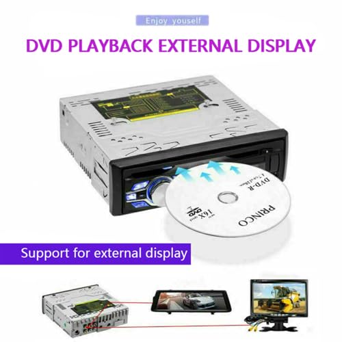 1 Din 12V Car Radio, VCD DVD CD Player Vehicle MP3 Stereo Player, Audio Stereo Receiver Support Bluetooth/FM/SD/USB/AUX/U Disk