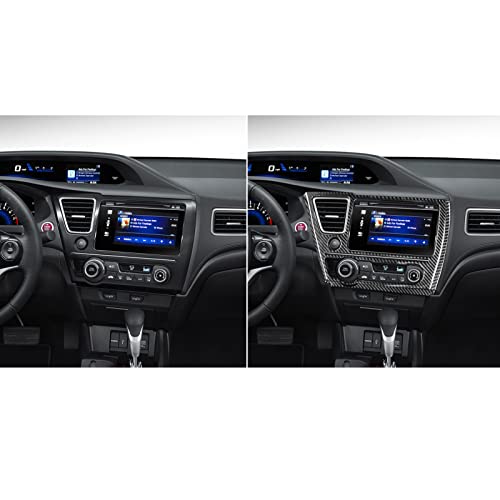 Auto Center Console Multimedia Navigation Display Screen AC Control Panel Sticker Real Carbon Fiber Interior Trim Compatible with Honda Civic 9 Coupe/Sedan 2013 2014 2015 Accessories Black - color: Center Console Multimedia Navigation Display Screen Ac Co