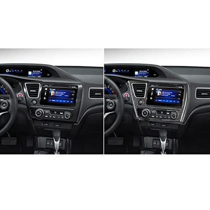 Auto Center Console Multimedia Navigation Display Screen AC Control Panel Sticker Real Carbon Fiber Interior Trim Compatible with Honda Civic 9 Coupe/Sedan 2013 2014 2015 Accessories Black - color: Center Console Multimedia Navigation Display Screen Ac Co