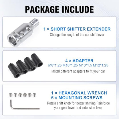 Universal Gear Shift Knob Adapter 12x1.25,Aluminum Alloy Shifter Knob Adapter,Gear Shift Adapter for Non-Threaded Manual Shifters M12x1.25(Silver) - color: M12x1.25(Silver)