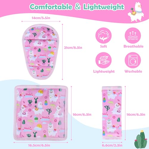 3 Pcs Car Seat Stroller Straps Pads for Baby, Newborn Soft Shoulder Strap and Crotch Covers, Universal Shoulder Straps Pads for Car Seat, Pushchair, High Chair (Pink Alpaca) - color: Pink Alpaca